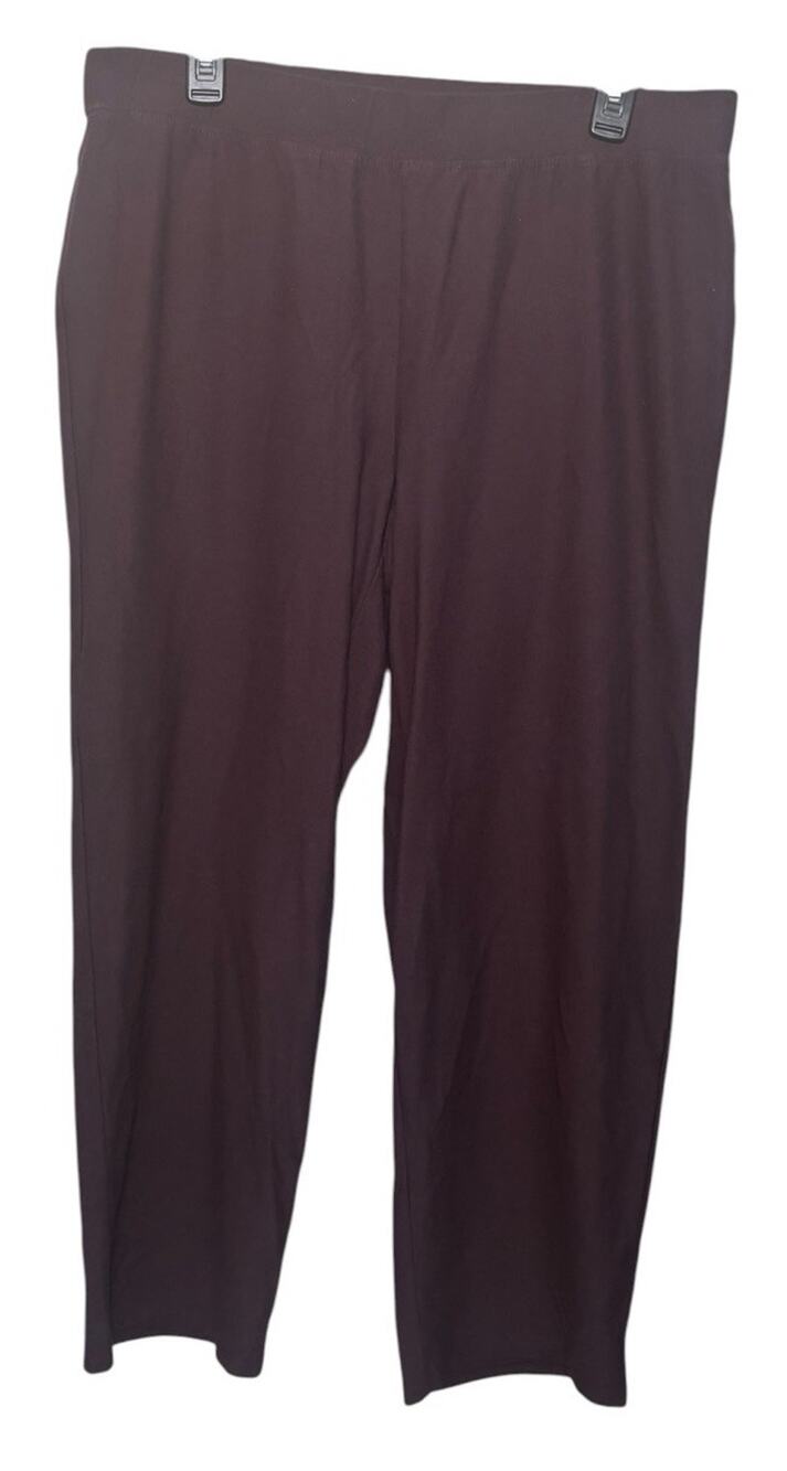 Eileen Fisher Brown Pull On Crop Pants Size Large Capsule Mature Stretch